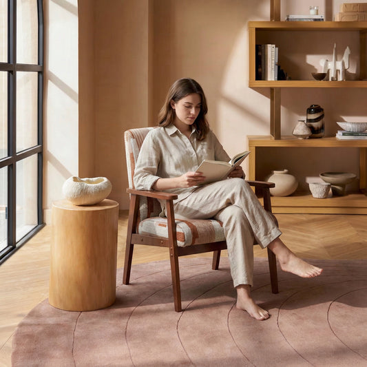 Cyber FurnitureR Silla Decorativa Moderna de Mediados Crema y Marrón óxido