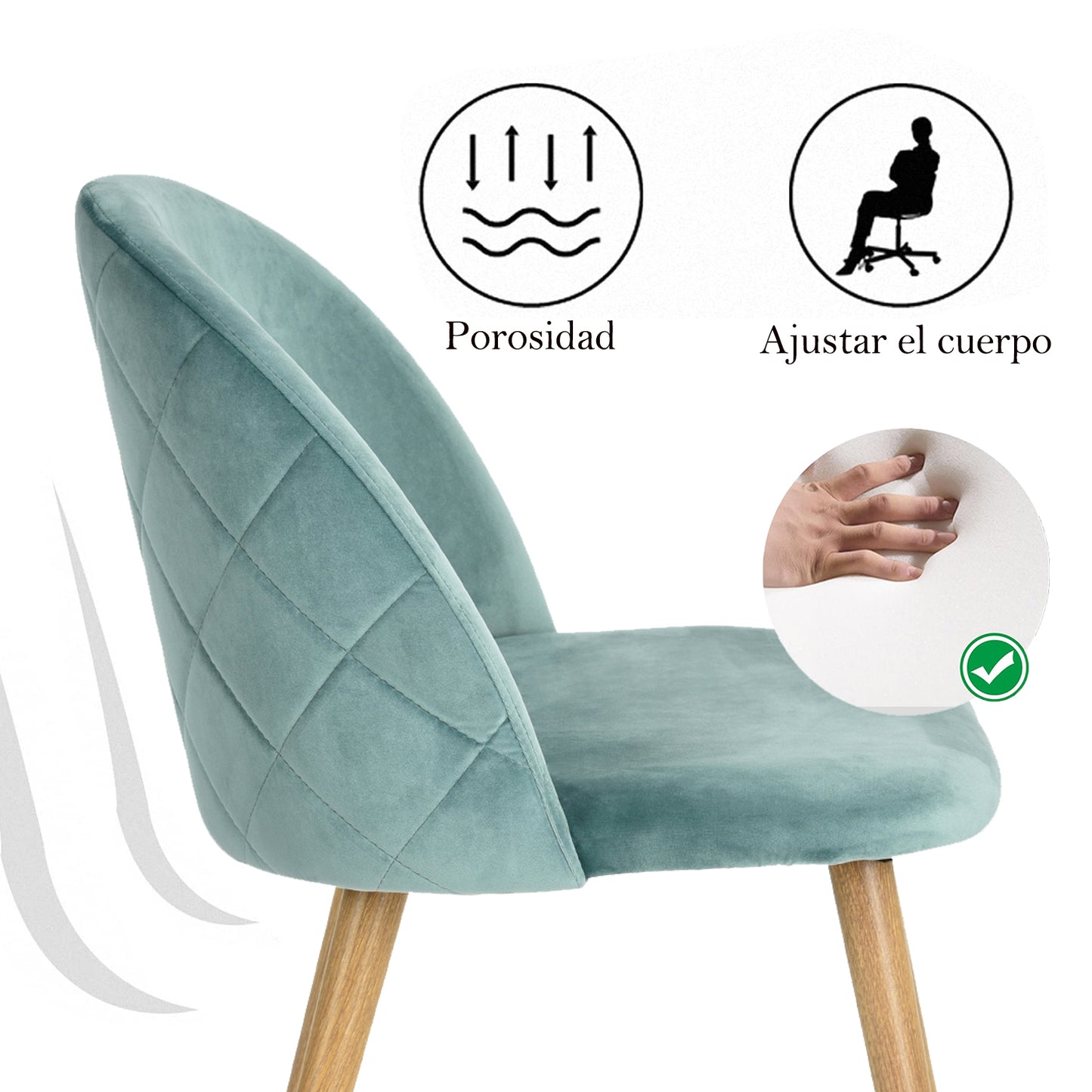 Juego de 2 sillas de Comedor de Terciopelo Sillas de Ocio Modernas de Siglo Verde