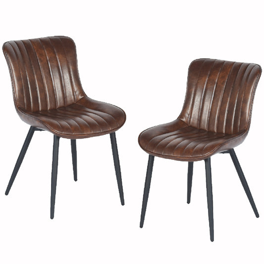 Juego de 2 Sillas de Comedor de Piel Sintética Tapizadas Estilo Retro Café