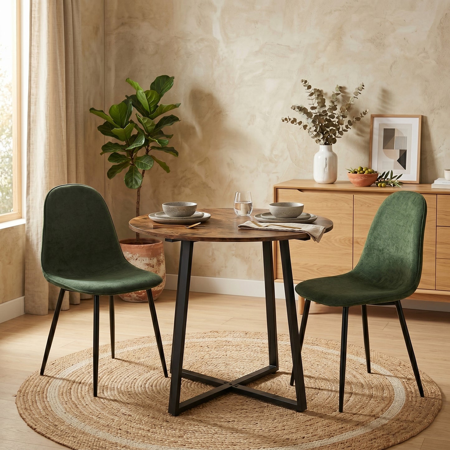 Mesa Bistró de Comedor Redonda 80 cm de Diámetro Estilo Industrial