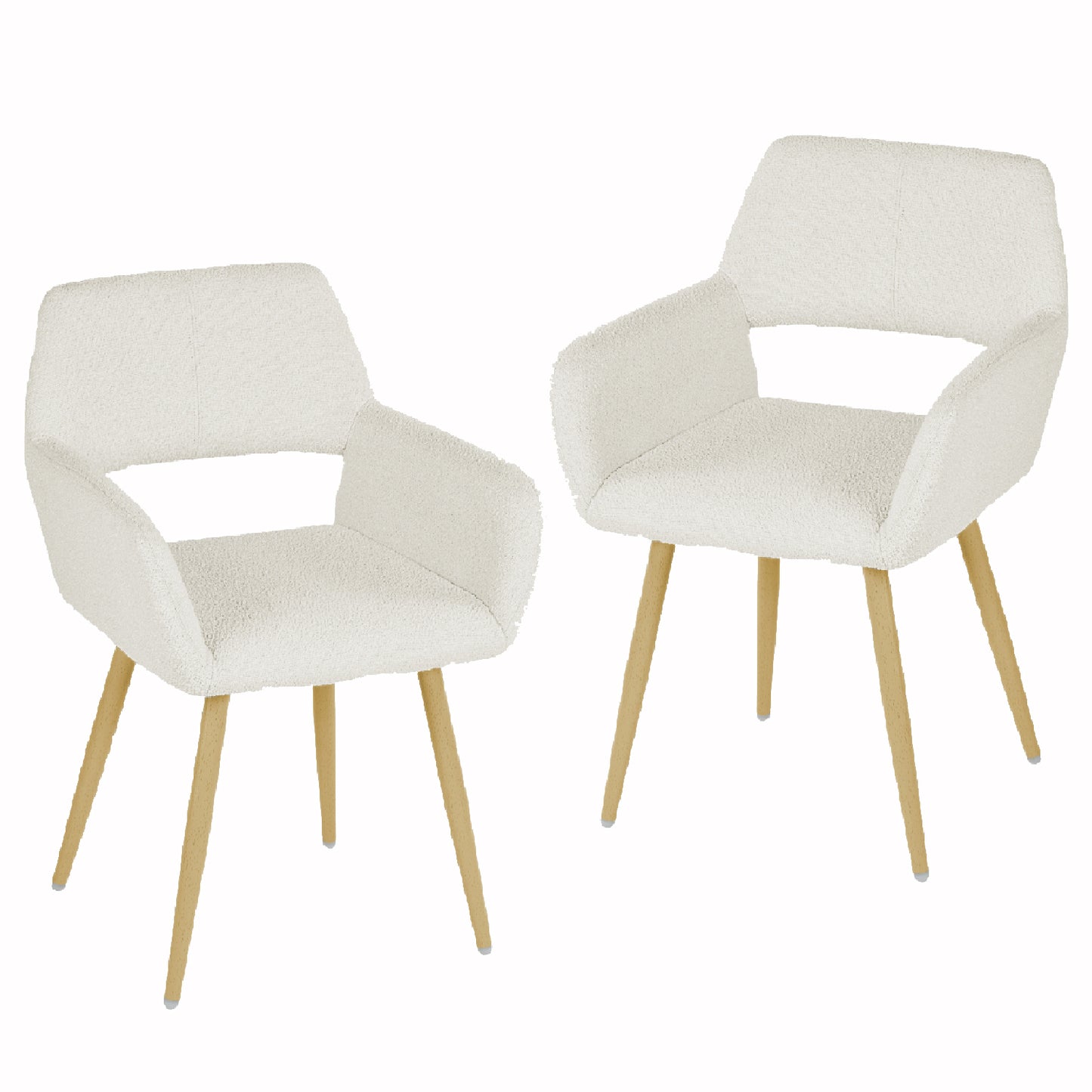 Conjunto de 2 Sillas de Comedor Modernas de Tela Boucle Beige