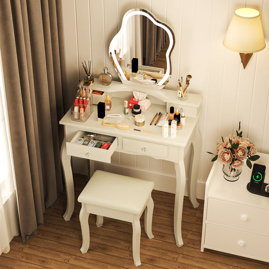 Tocador con Espejo y Luces LED Blanco