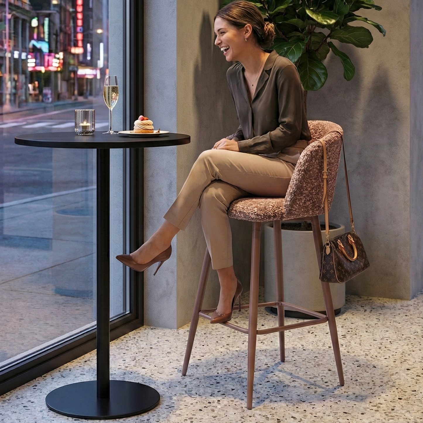 Cyber FurnitureR Conjunto de 2 sillas de Bar de Cocina Pink