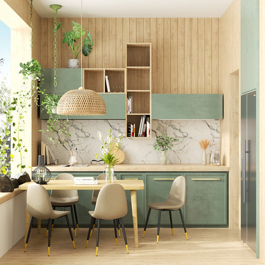 Conjunto de 4 sillas de Cocina Modernas de Mediados de Siglo Beige