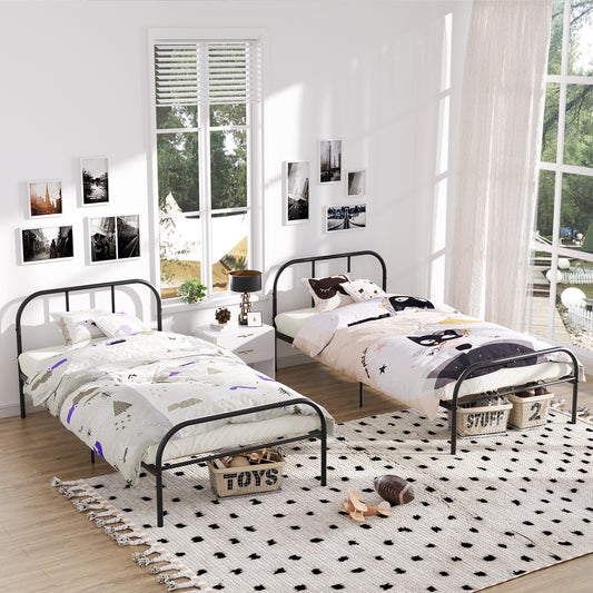 Marco de Cama con Plataforma de Metal de Tamaño Doble con Cabecera Negro