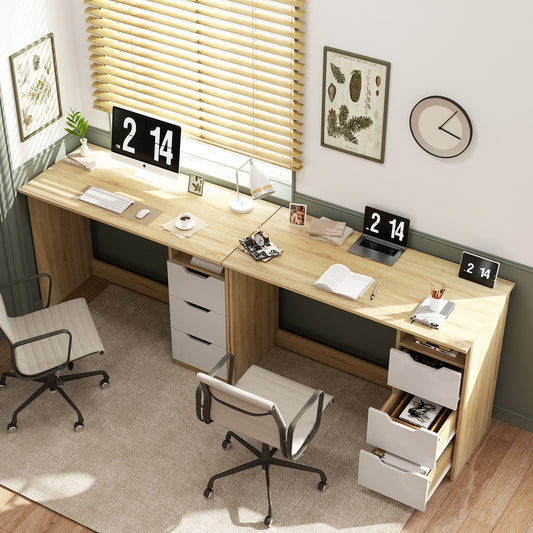 Escritorio de Madera de Computadora Multiuso con 3 Cajones Haya