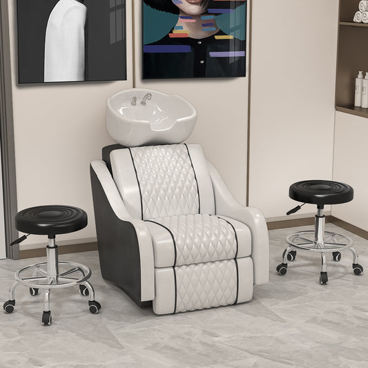 Taburete Redondo con Ruedas Negro