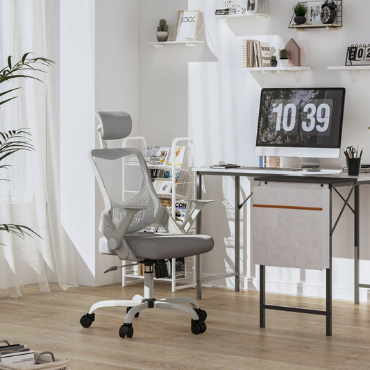 Silla de Oficina Ergonómica con Reposacabezas Gris