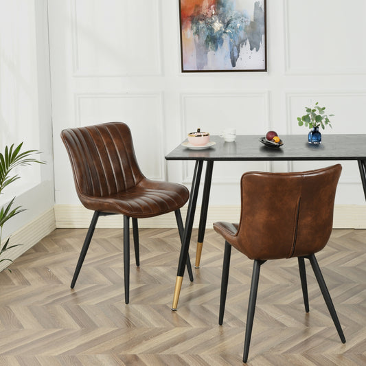 Juego de 2 Sillas de Comedor de Piel Sintética Tapizadas Estilo Retro Café