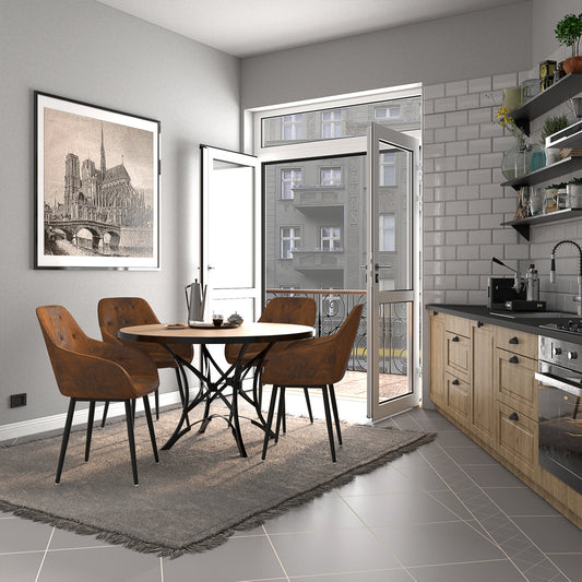 Juego de 2 Sillas de Cocina, Sillas de Comedor, Sillas Tapizadas de Tela de Ante con Brazo