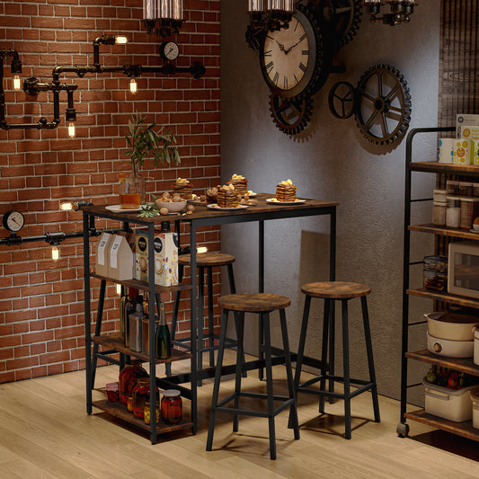 Juego de 2 Sillas de Bar Industriales Marrón Vintage