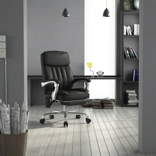 Silla de Oficina de Masaje con Respaldo Alto y 6 Puntos de Masaje Negro