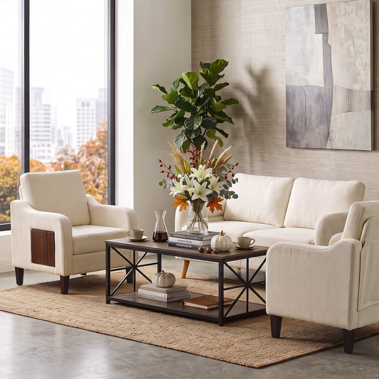 Sillón Individual de Chenille Beige - vista en sala