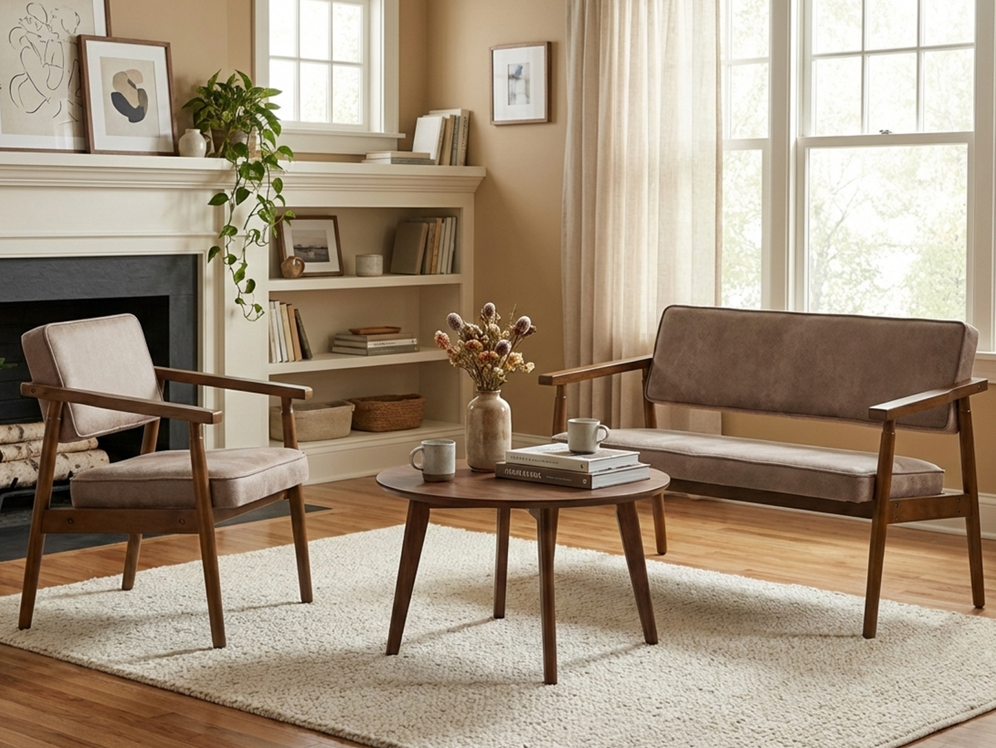 Cyber FurnitureR Juego de 2 Sillas de Comedor Gris pardo