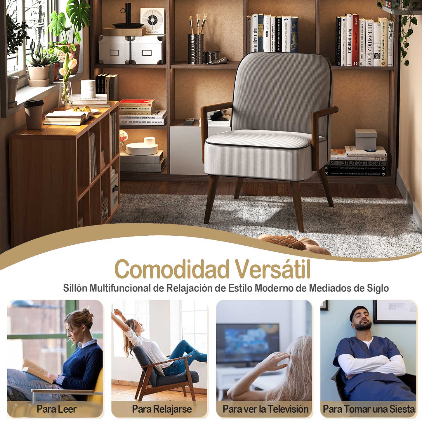 Silla Decorativa de Mediados de Siglo Gris