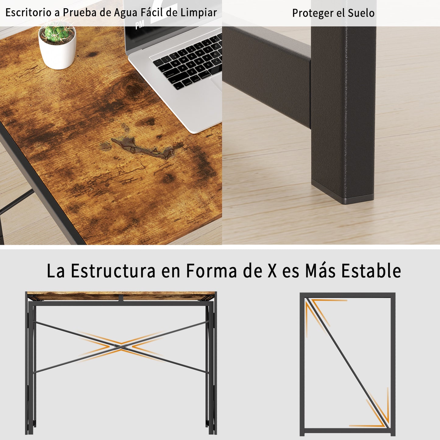 Escritorio de Oficina Doméstica Plegable sin Montaje Vintage