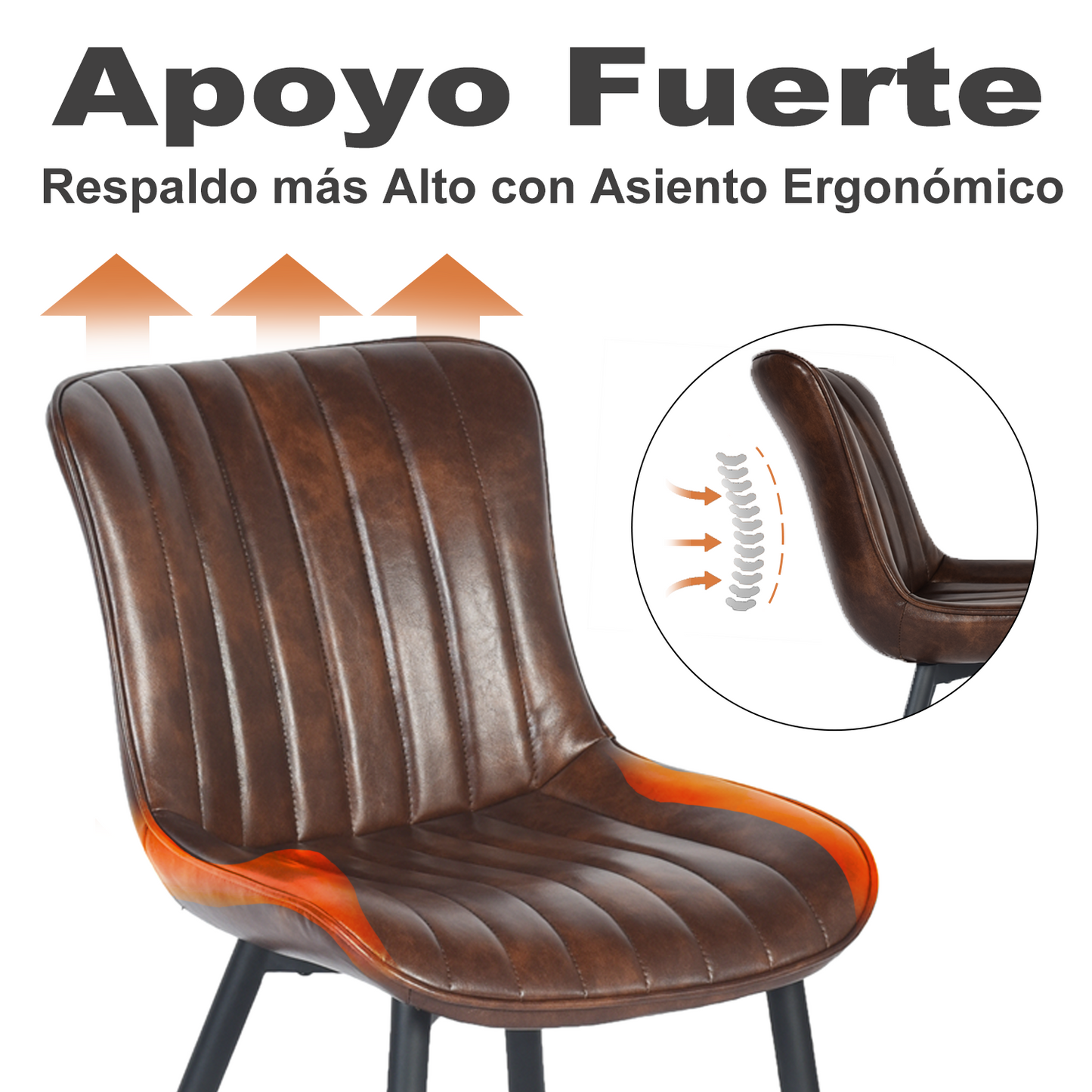 Juego de 2 Sillas de Comedor de Piel Sintética Tapizadas Estilo Retro Café