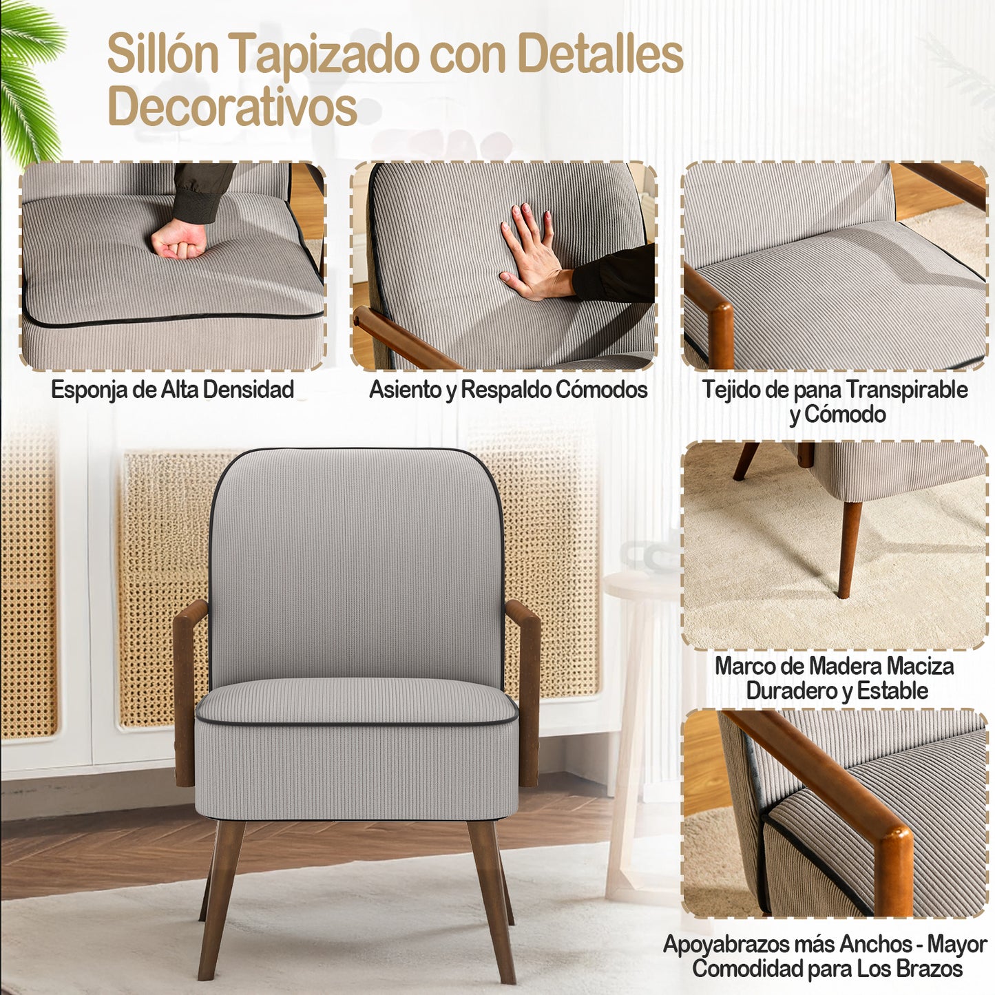 Silla Decorativa de Mediados de Siglo Gris