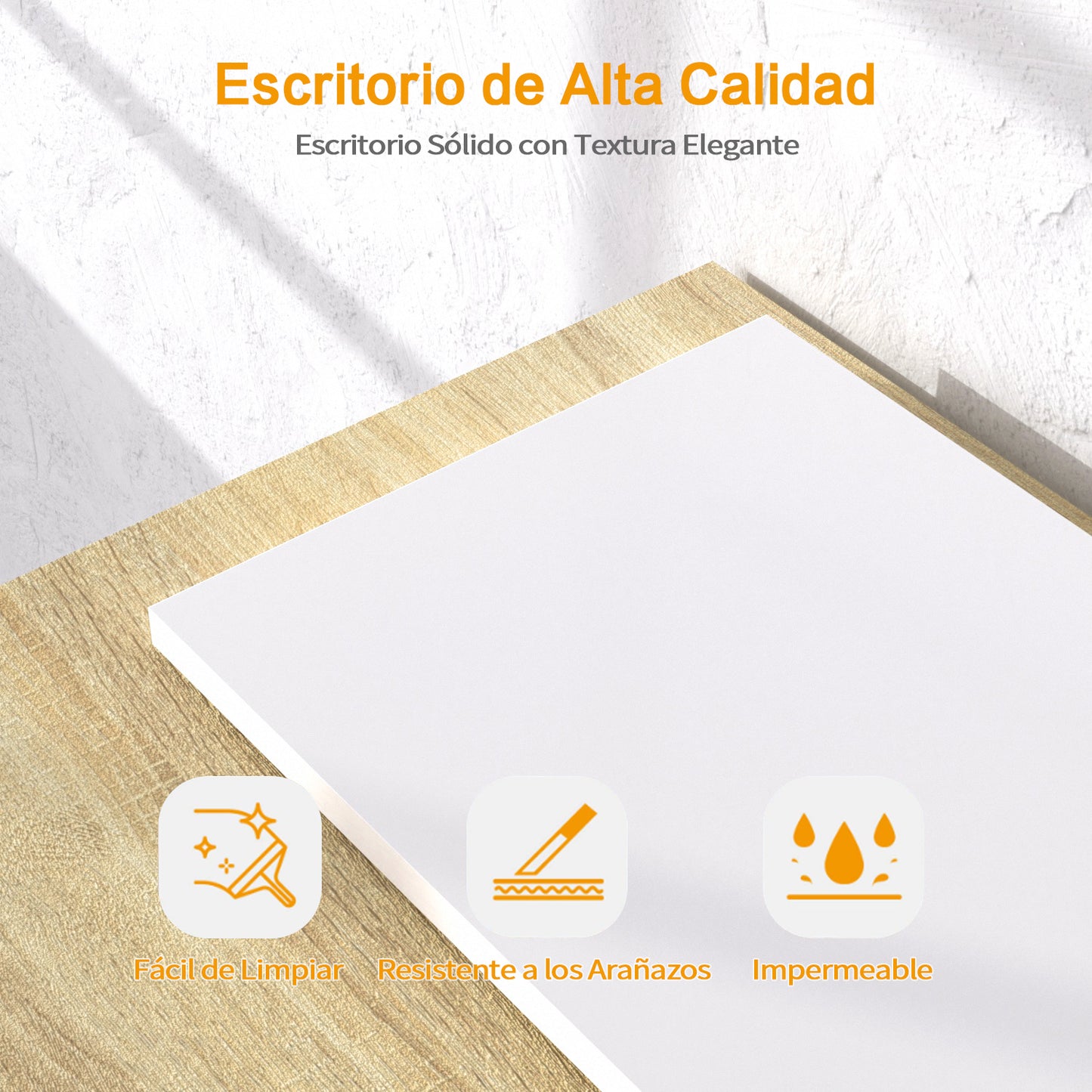 Escritorio de Oficina en Casa con Almacenamiento y 5 Estantes Blanco