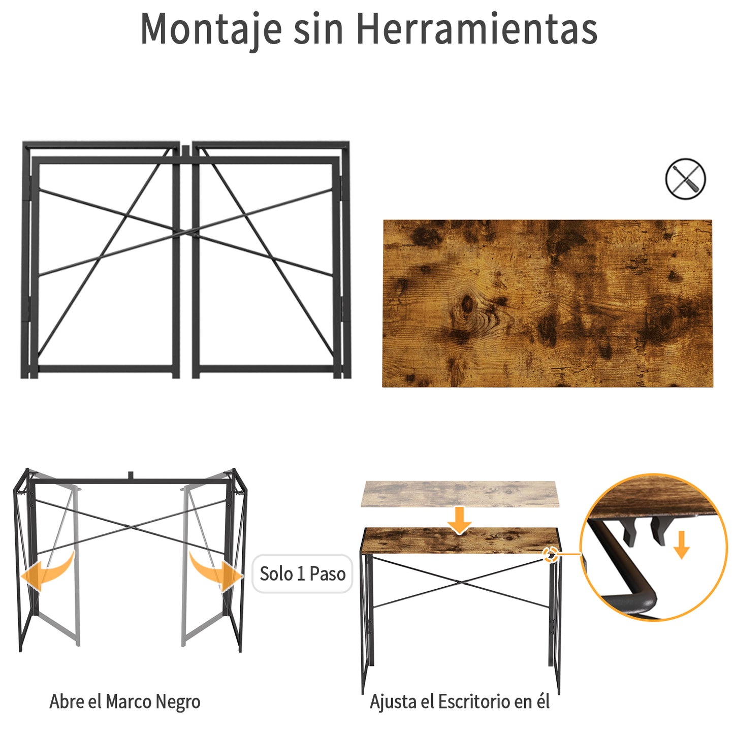 Escritorio de Oficina Doméstica Plegable sin Montaje Vintage