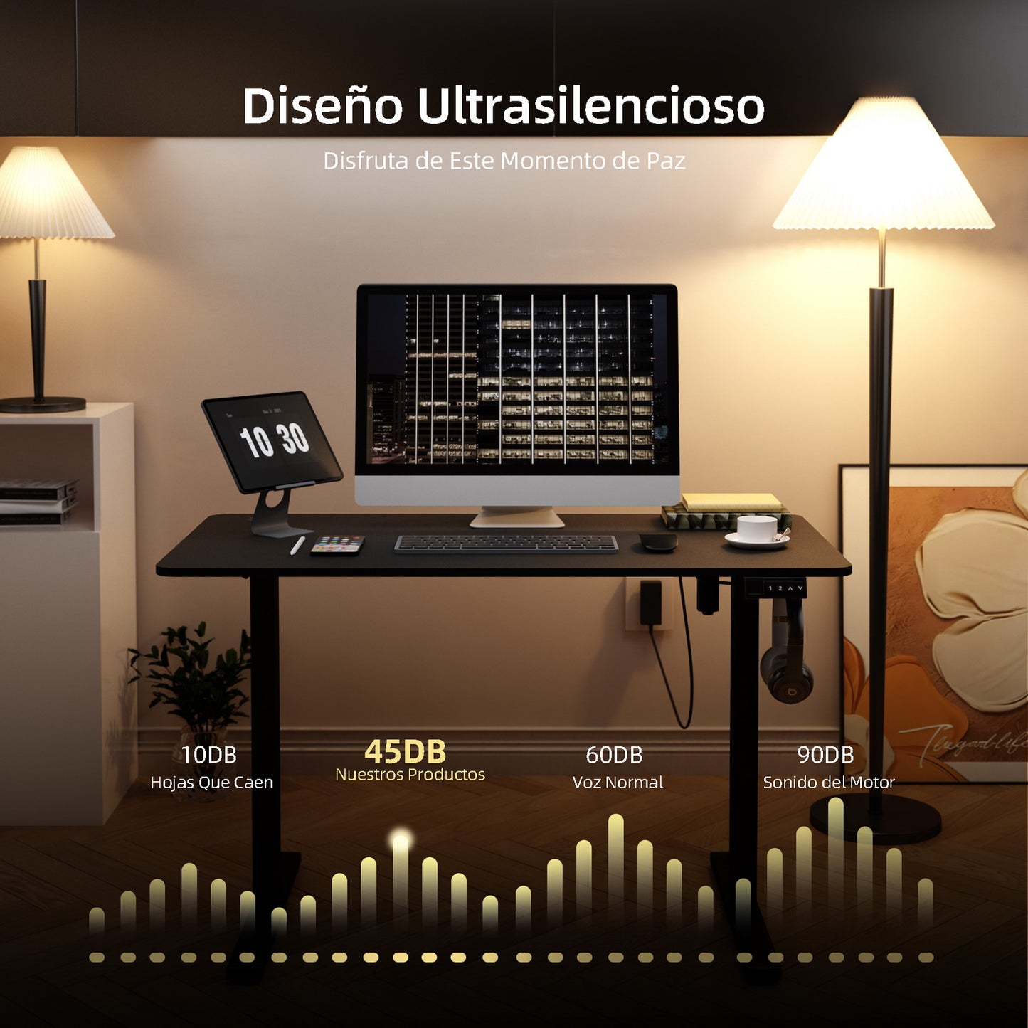 Escritorio Eléctrico de Pie, Escritorio de Pie de Altura Ajustable Negro
