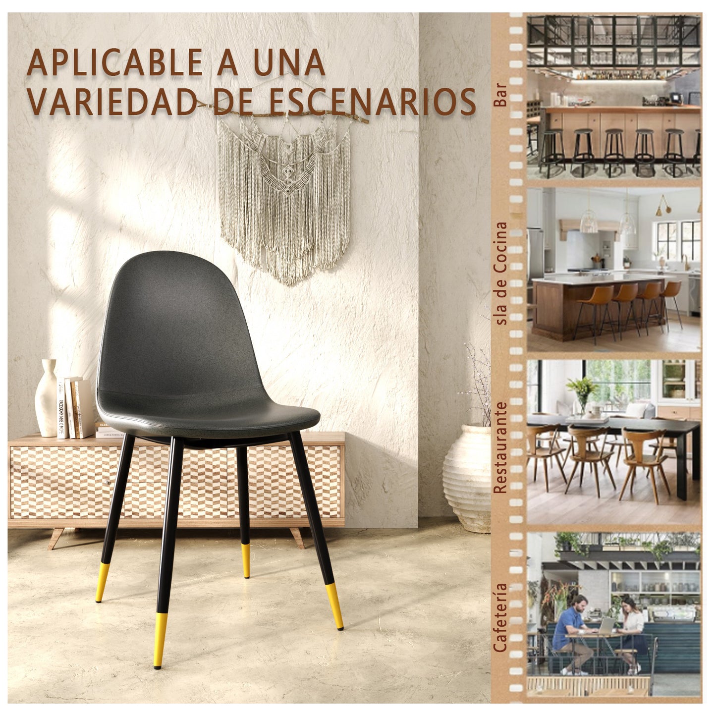 Conjunto de 4 sillas de Cocina Modernas de Mediados de Siglo Gris