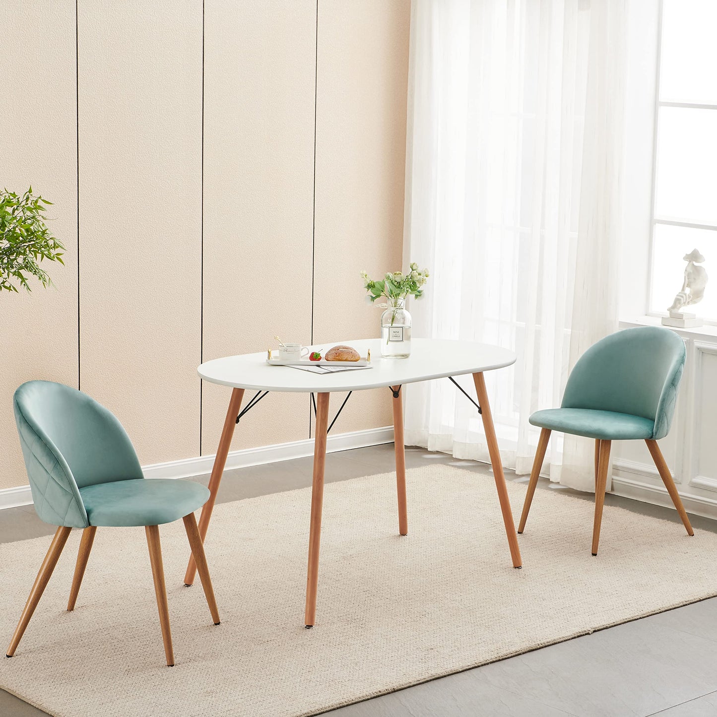 Juego de 2 sillas de Comedor de Terciopelo Sillas de Ocio Modernas de Siglo Verde