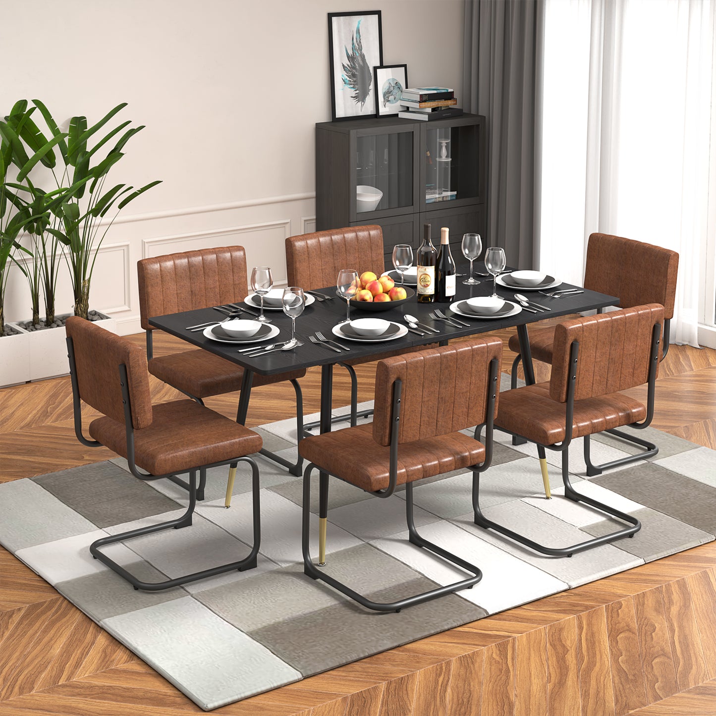 Mesa de Comedor Rectangular Extensible 160 cm Negro