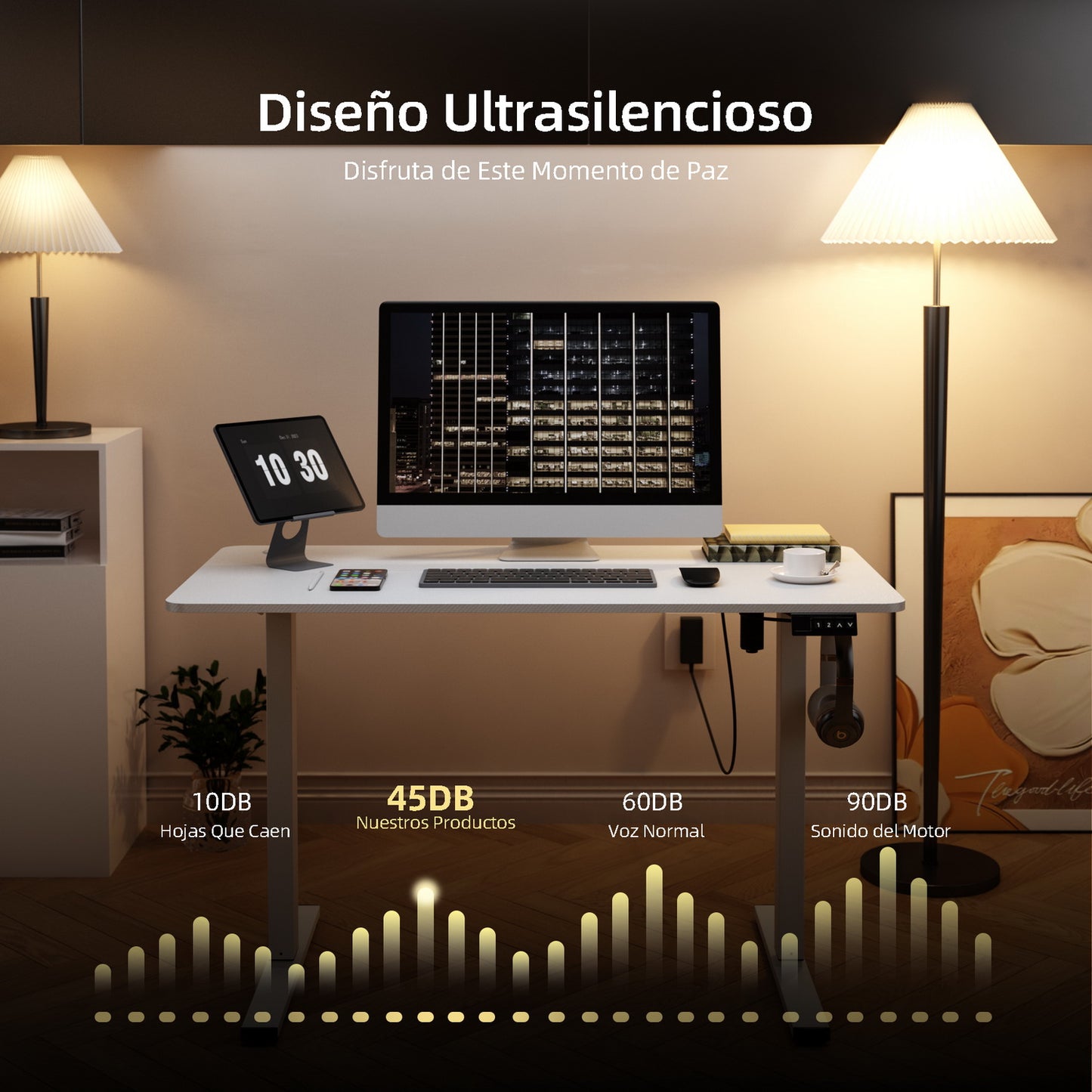 Escritorio Eléctrico de Pie, Escritorio de Pie de Altura Ajustable Blanco
