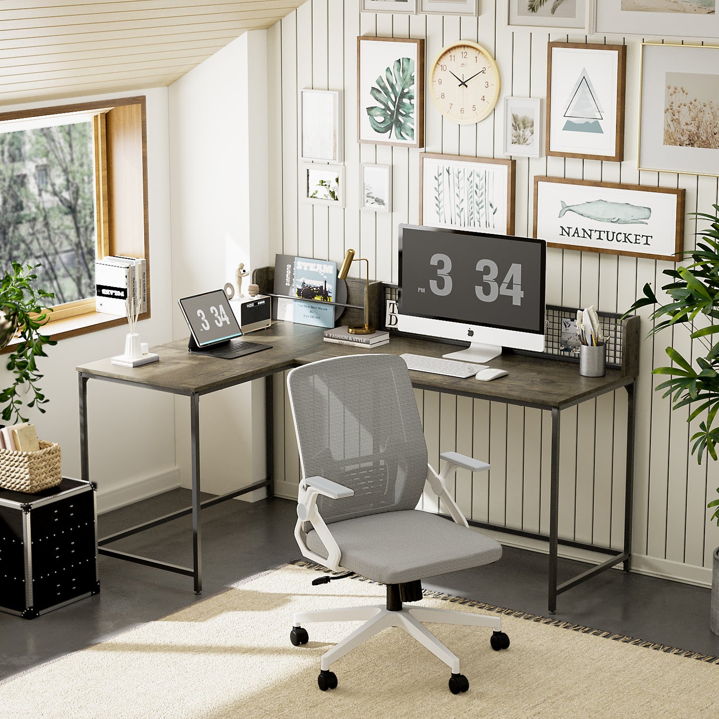 Silla de Escritorio para Computadora de Oficina Gris