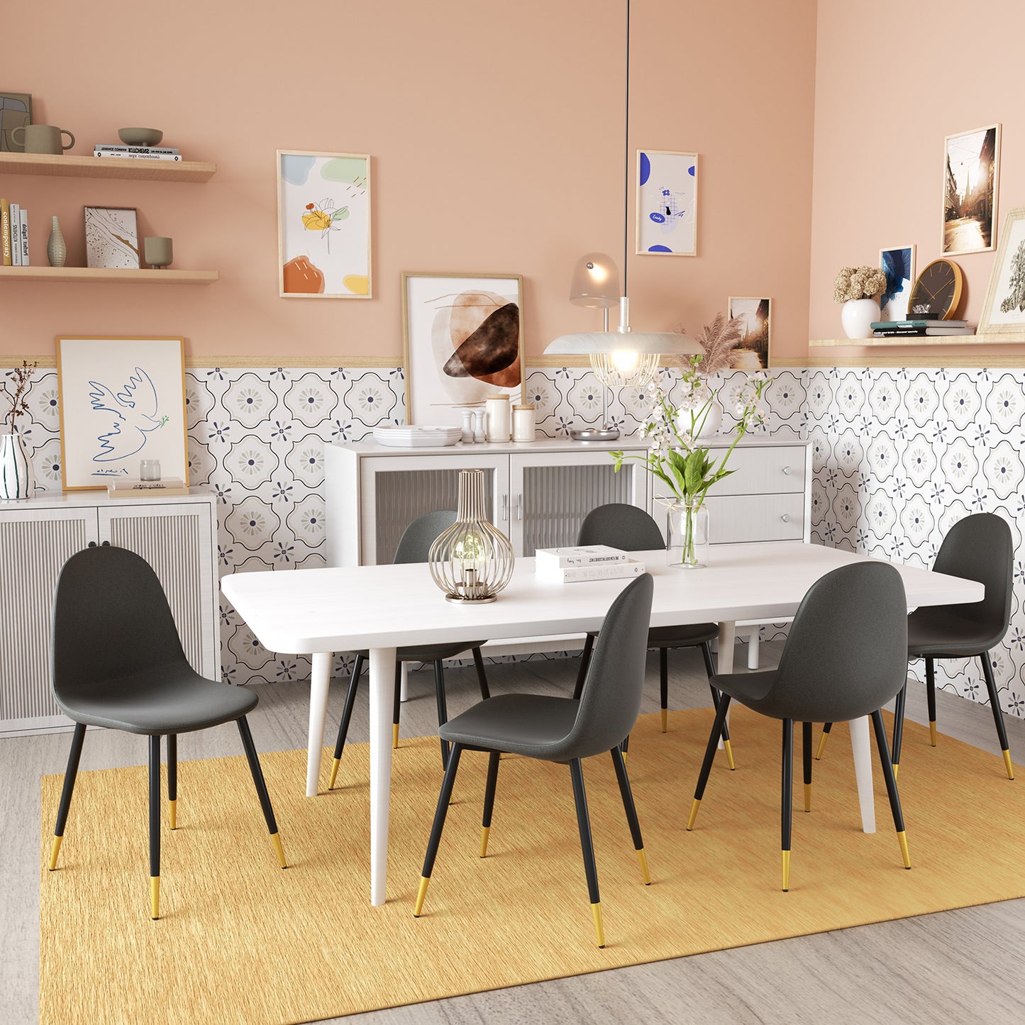 Conjunto de 4 sillas de Cocina Modernas de Mediados de Siglo Gris