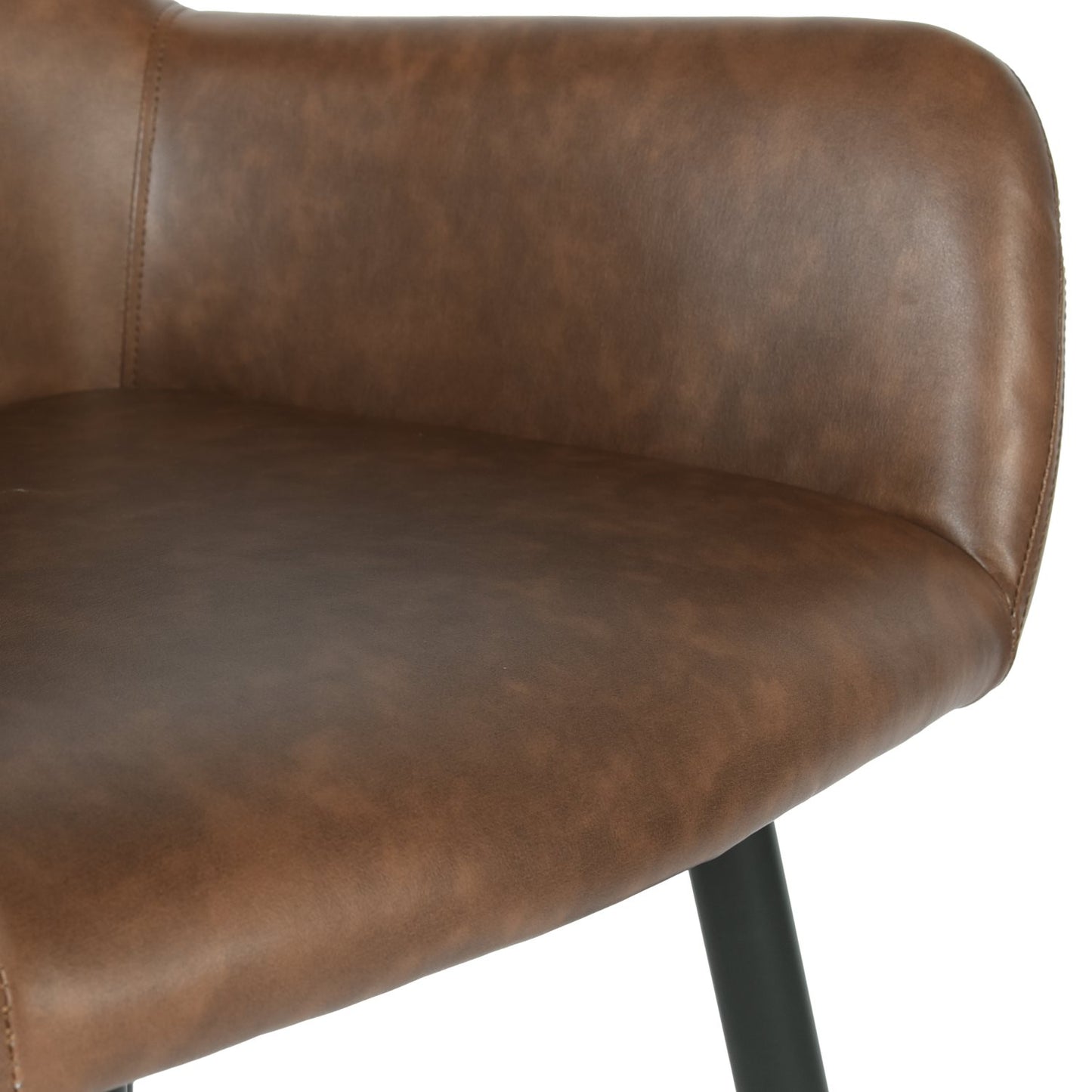 Juego de 2 Sillas de Reposabrazos de Cuero Marrón