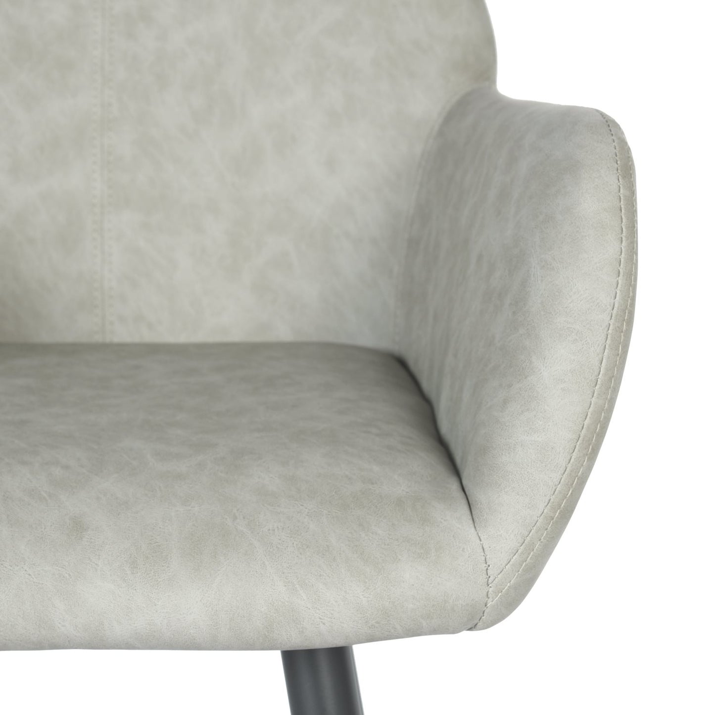 Juego de 2 Sillas de Reposabrazos de Cuero Gris