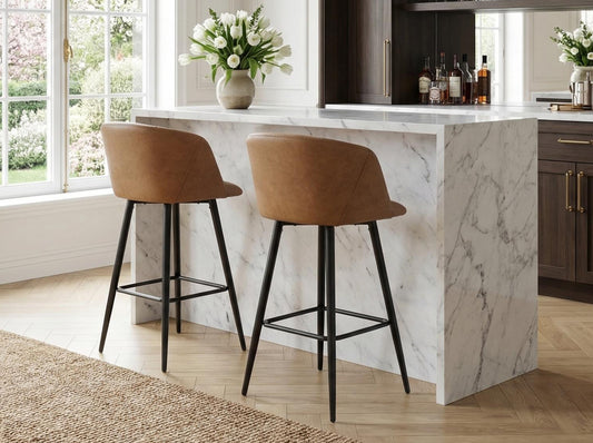 Cyber FurnitureR Conjunto de 2 sillas de Bar de Cocina Marrón