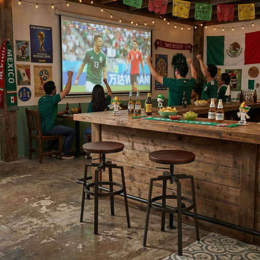 Set de 2 Bancos Estilo Industrial Asiento MDF Enchapado PVC Nogal