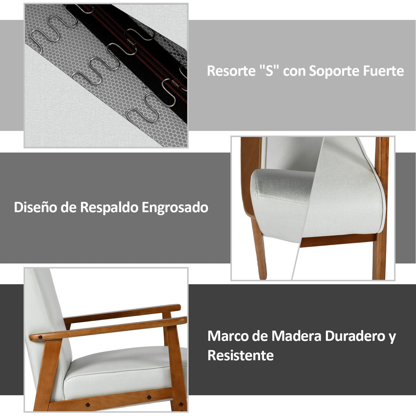 Silla Decorativa Moderna de Mediados de Siglo con Marco de Madera Beige