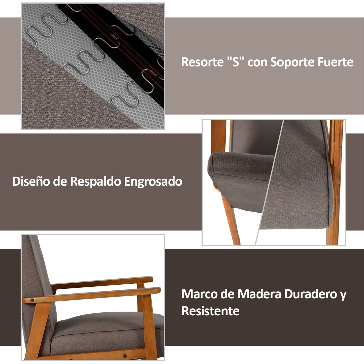Silla Decorativa Moderna de Mediados de Siglo con Marco de Madera Marrón