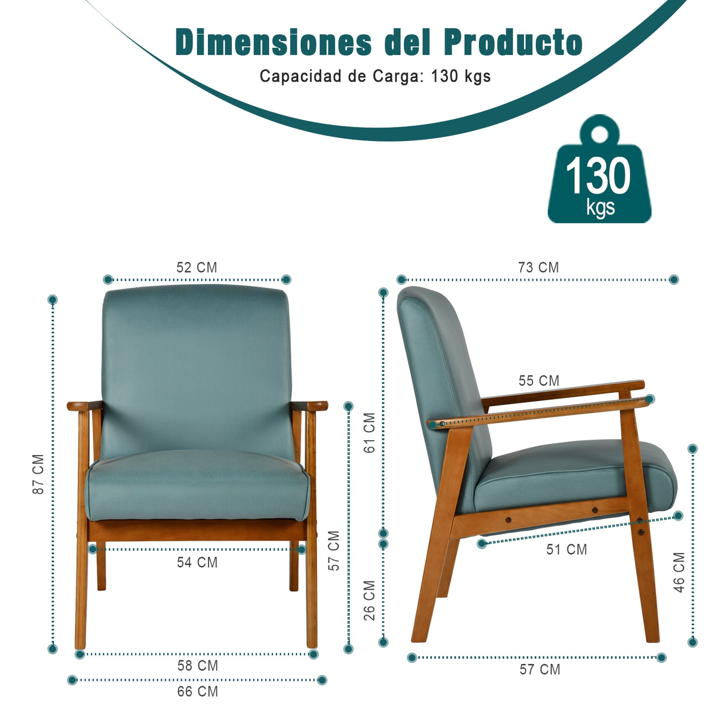 Silla Decorativa Moderna de Mediados de Siglo con Marco de Madera Verde