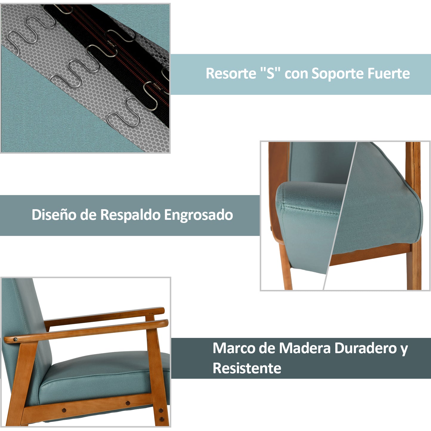 Silla Decorativa Moderna de Mediados de Siglo con Marco de Madera Verde