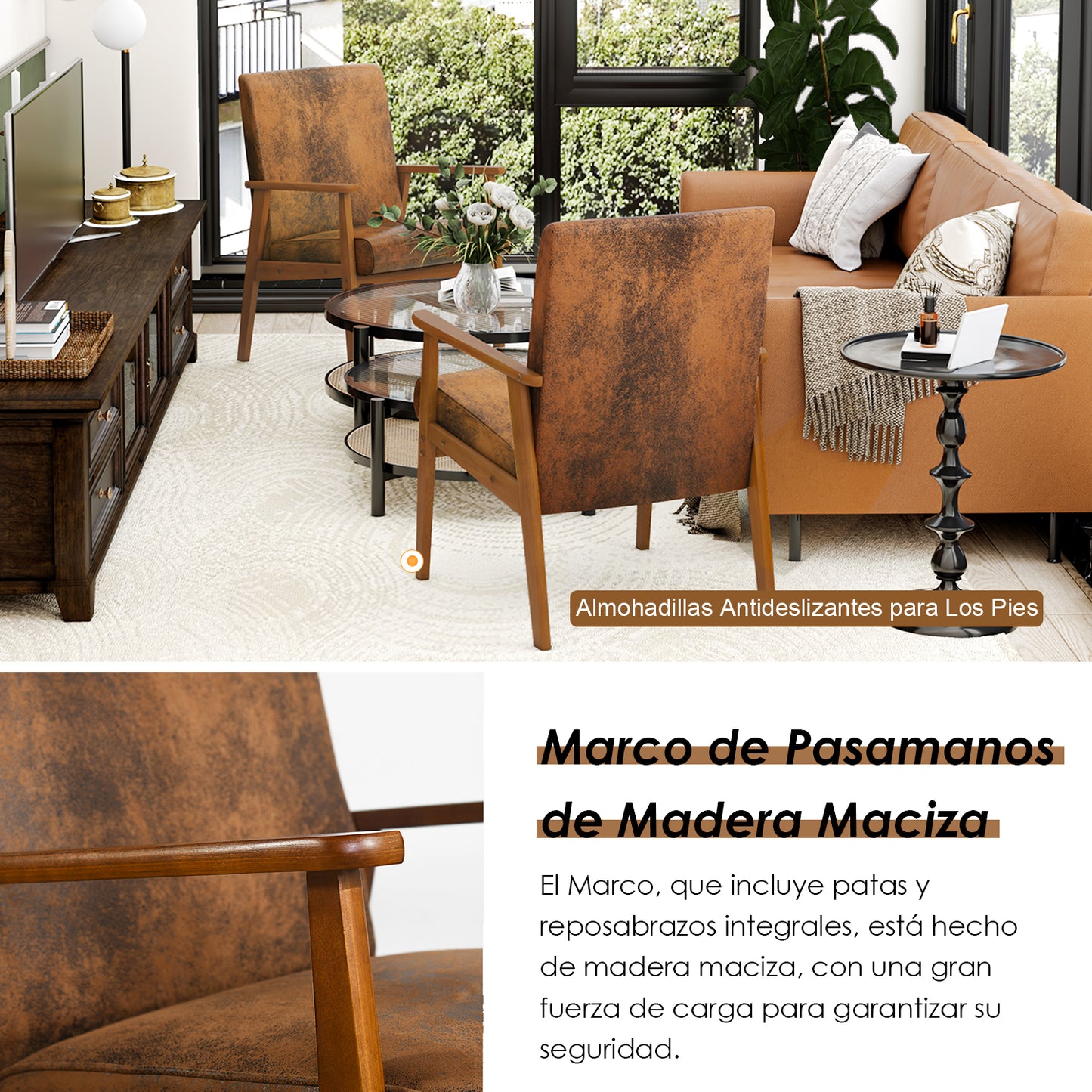 Silla Decorativa Moderna de Mediados de Siglo con Marco de Madera Marrón Vintage