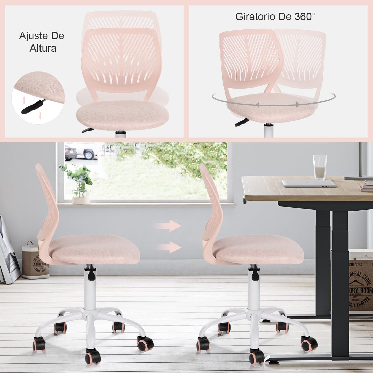 Silla de Escritura para Adolescentes Rosado