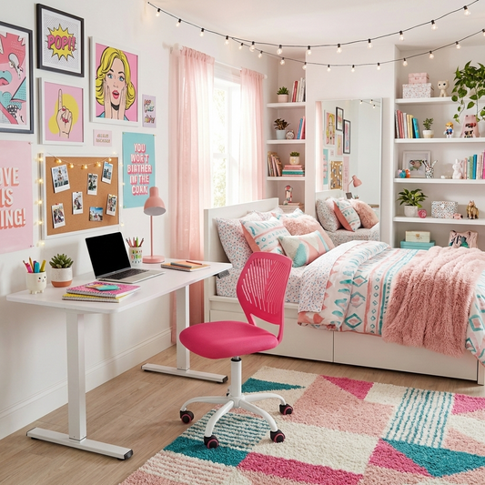 Silla de Estudio Ajustable para Niños Rosa