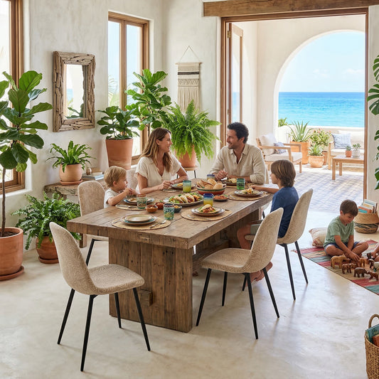 Cyber FurnitureR Juego de 4 Sillas de Comedor Beige