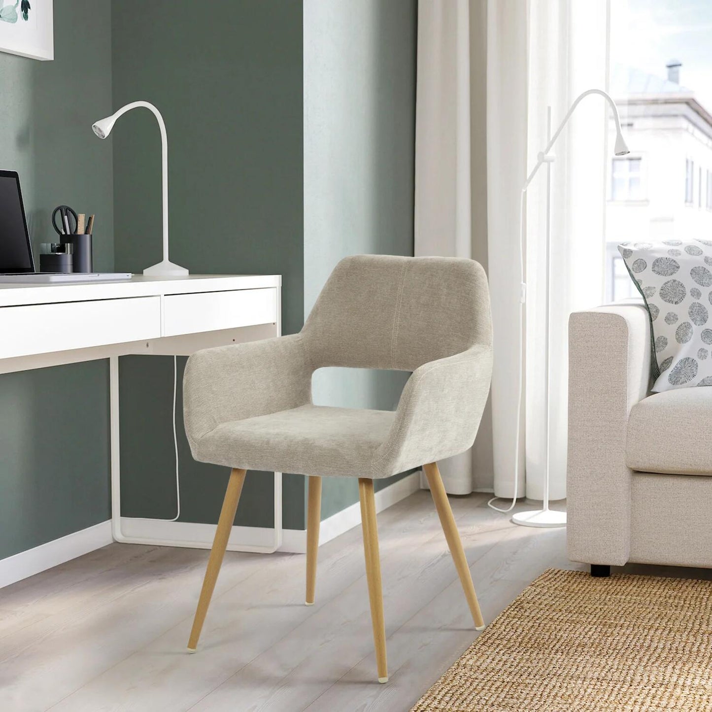 Set de 2 Sillas con Descansabrazos - Beige
