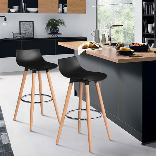 Set de 2 Bancos de Bar Modernos y Cómodos Estilo Nórdico Minimalista - Negro