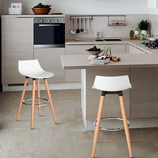 Set de 2 Bancos de Bar Modernos y Cómodos Estilo Nórdico Minimalista - Blanco