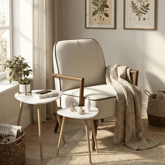 Silla Decorativa de Mediados de Siglo Beige