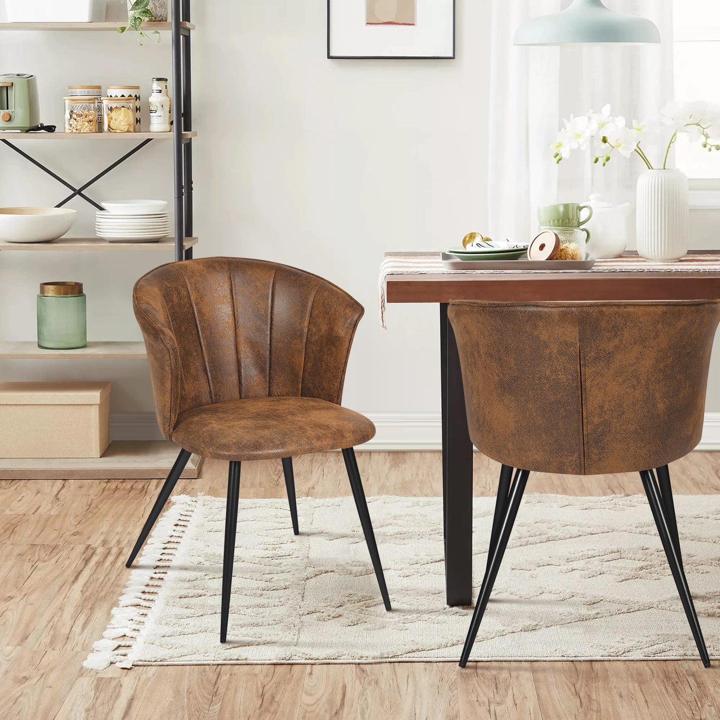 Set de 2 Sillas Vintage Modernas Tapizadas en Suede Café