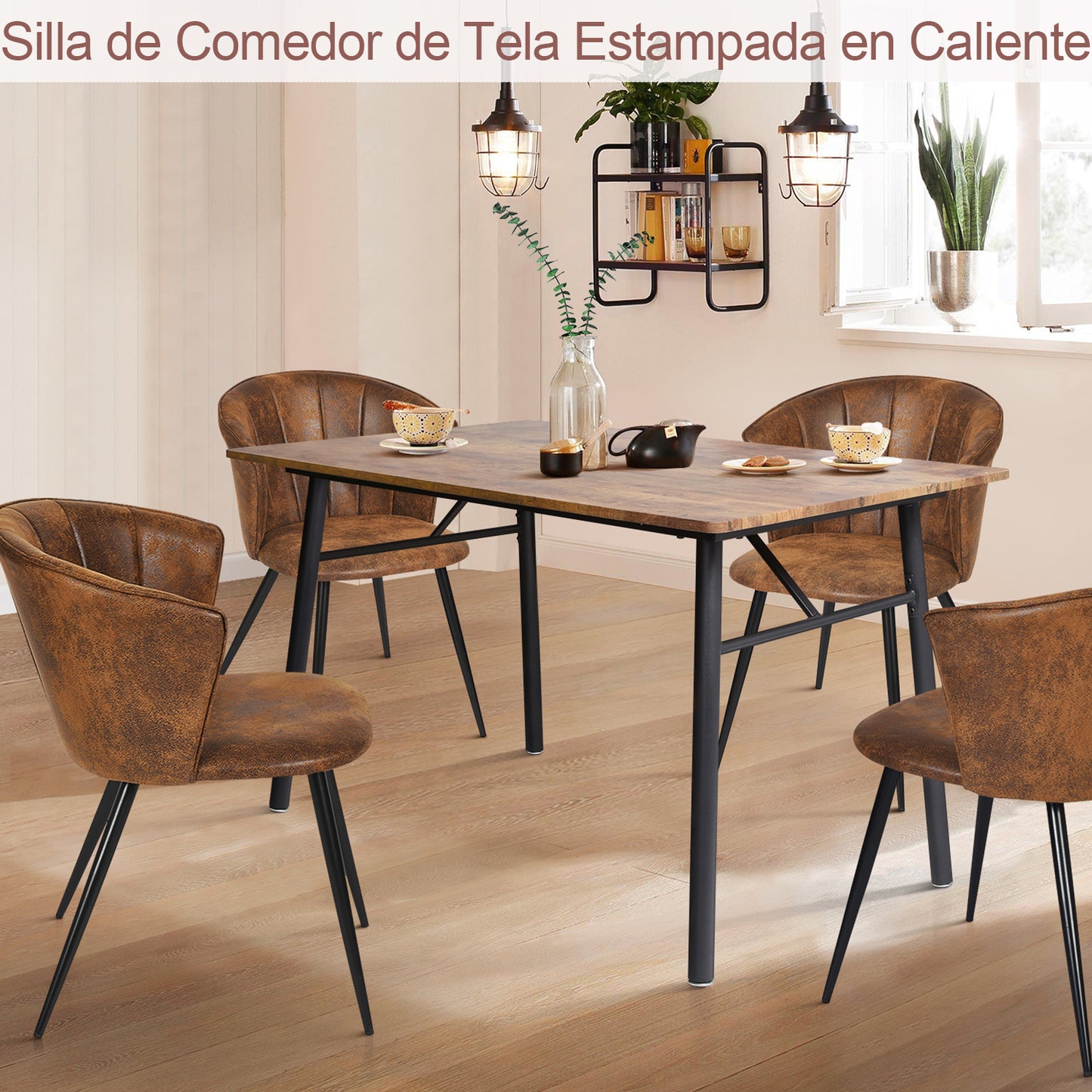 Set de 2 Sillas Vintage Modernas Tapizadas en Suede Café