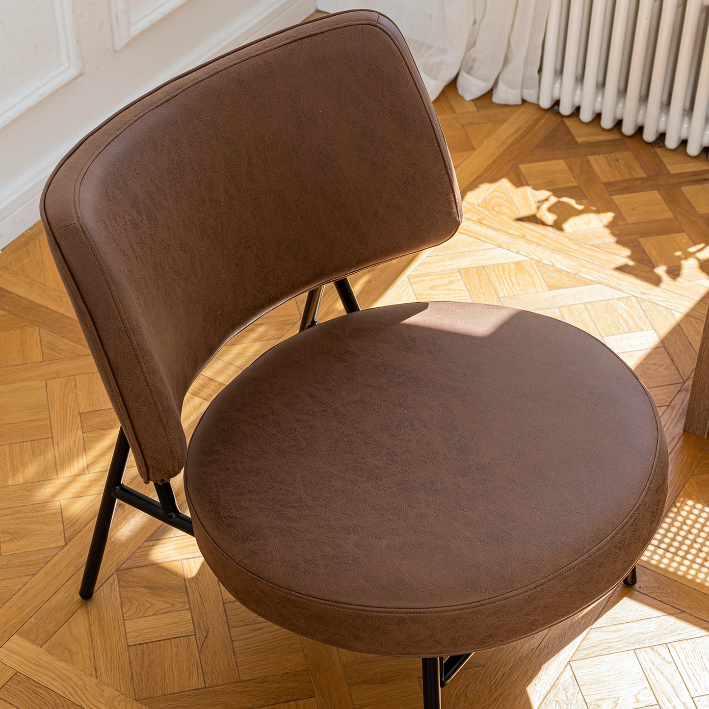 Sillón Tapizado de Cuero sin Brazos Moderno Marrón